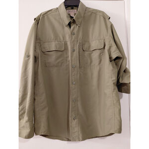 Duluth Trading Fishing Shirt Mens Large Gray Nylon Roll Sleeve Vented Button Up